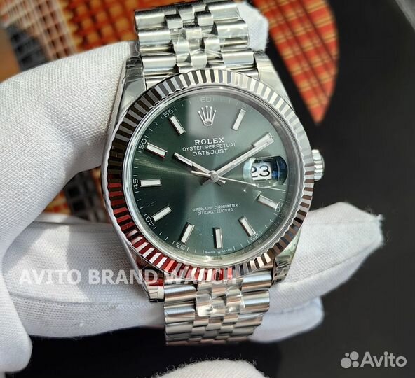 Часы мужские Rolex DateJust 41 зеленый циферблат