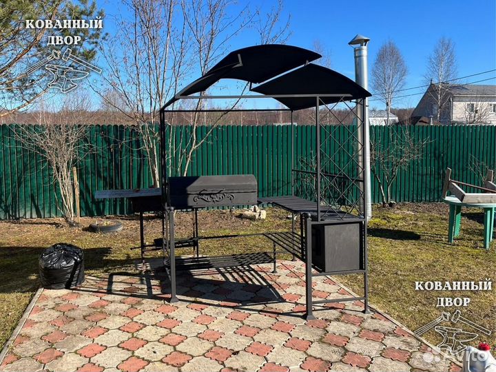 Мангал с крышей и печкой