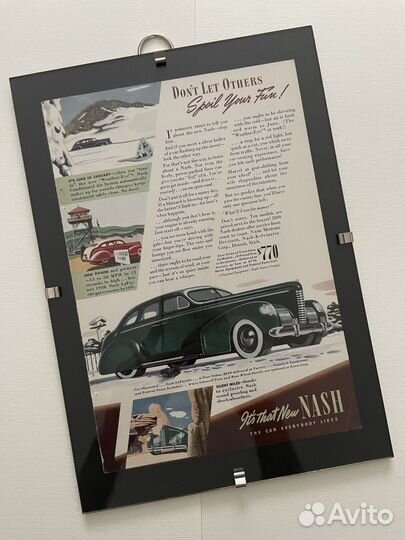 Автомобиль Nash винтажная реклама 1939г