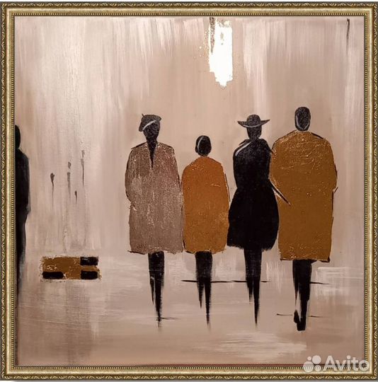 Интерьерная картина с поталью «Золотые люди
