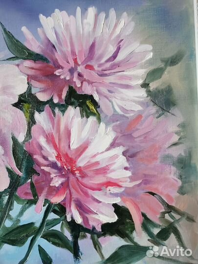 Картина маслом на холсте пионы