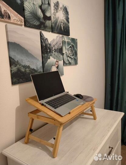 Бамбуковый стол для ноутбука с охлаждением