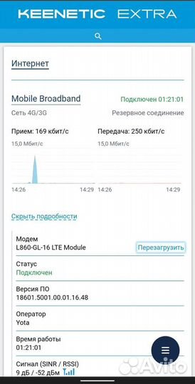 Интернет центр Keenetic Extra с Fibocom L860GL-16