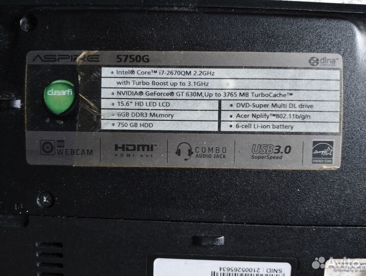 Ноутбук acer aspire 5750g