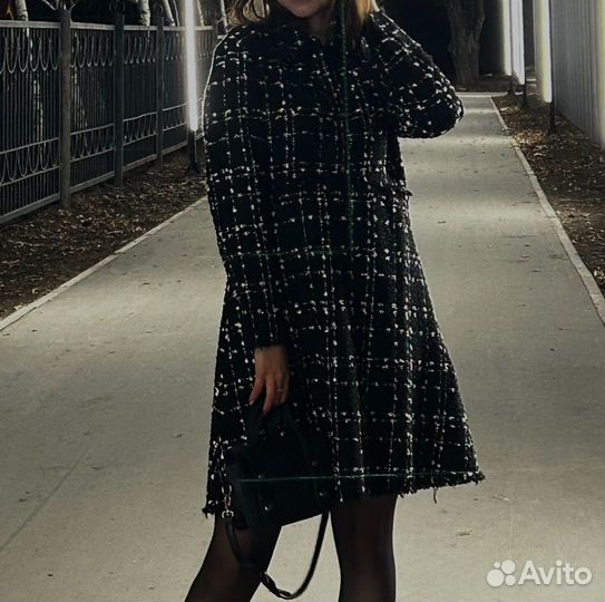 Твидовое платье reserved (черное S)
