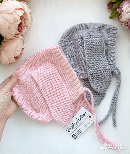 Чепчик зайка в наличии детская шапочка