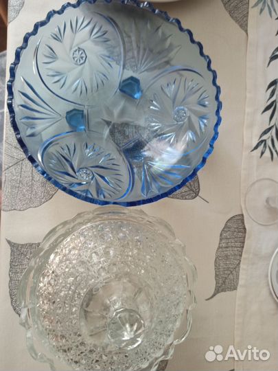 Вазы цветное синее стекло СССР цена за лот