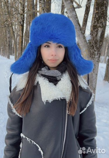 Шапка ушанка из кролика