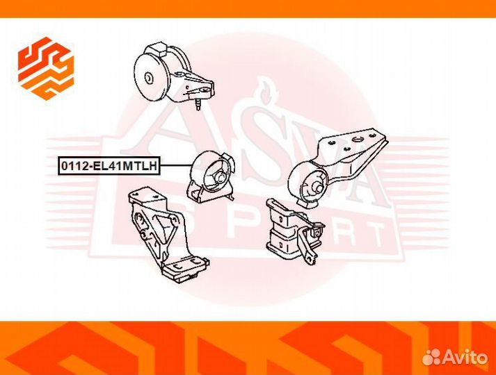 Подушка двигателя asva 0112EL41mtlh левая