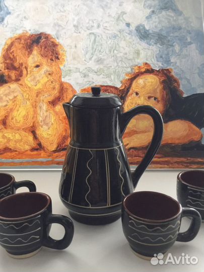Старинный Кофейный набор СССР кофейник и 4 чашечки