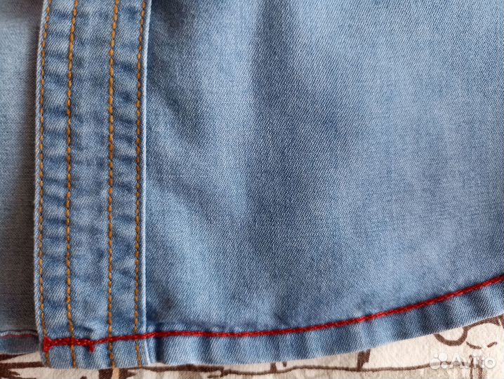 Детская джинсовая рубашка д/мал, разм 134-140