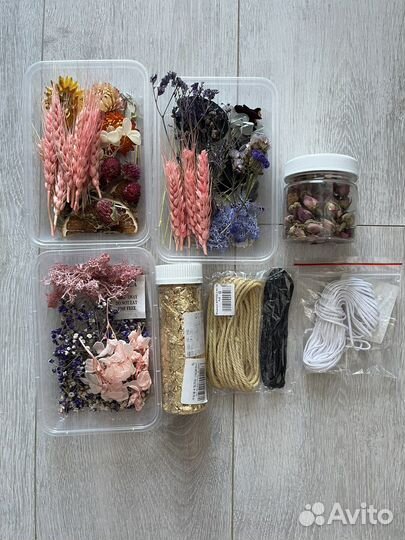 Сухоцветы, фитили, поталь