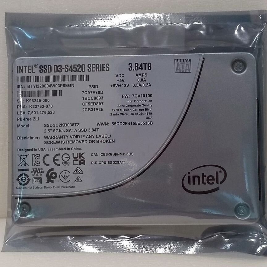 [D3-S4520] Ssd Intel 3,84tb Ssdsc2kb038tz D3-S4520