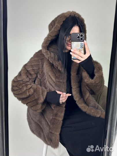Шуба соболь с капюшоном