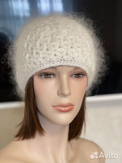 Шапка пуховая вязаная