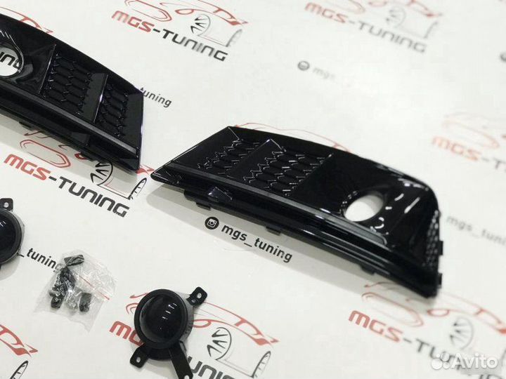 Вставки в бампер Audi A4 15-н.в. стиль RS4 Черные