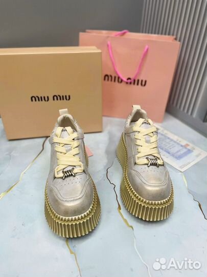 Кеды miu miu на платформе кожа (36-40)