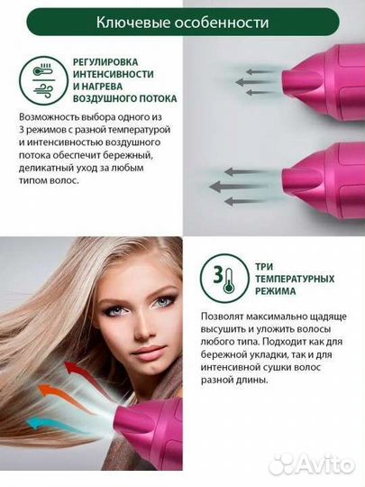 Новый фен складной, дорожный, ионный 1600 вт