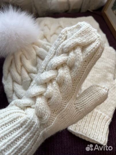 Комплект шапка снуд варежки