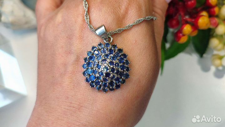 Крупный кулон с сапфирами 12,54ct, 11,25 гр, 925