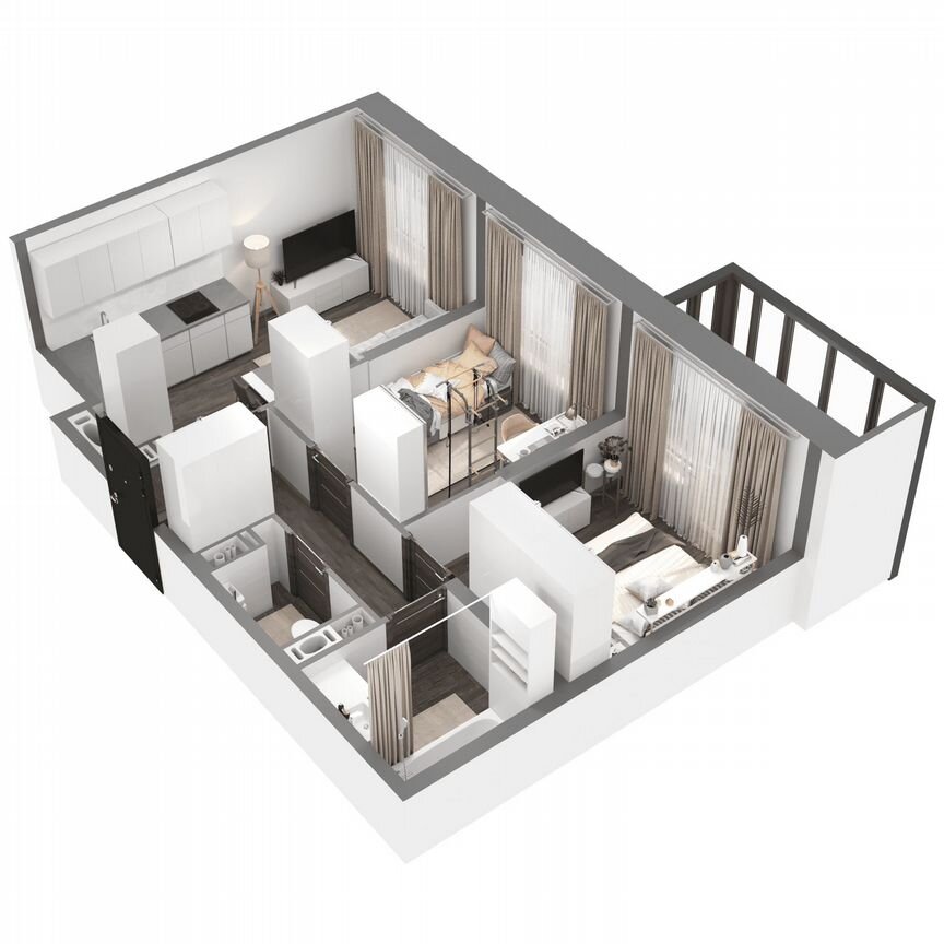 2-к. квартира, 49,4 м², 12/23 эт.