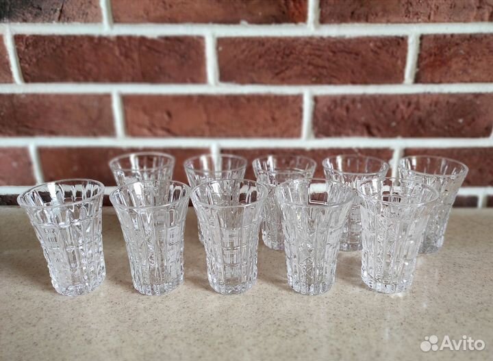 Набор стопок / рюмок СССР, хрусталь, 10 штук
