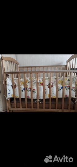 Кроватка детская с матрасиком, бортиками и конверт