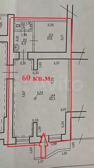 Торговое помещение, 60 м²