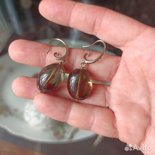 Серьги с раухтопазом