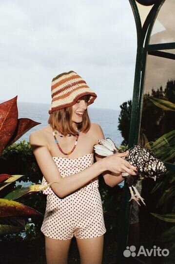 Костюм Zara в горошек S шорты и топ бюстье