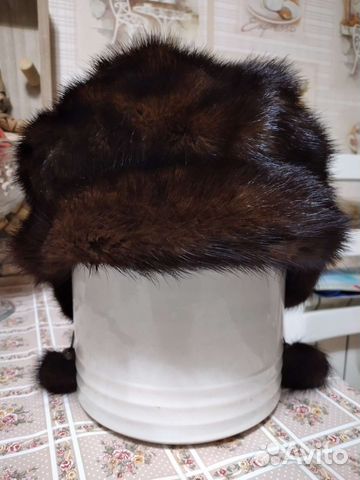 Шапка норковая коричневая женская