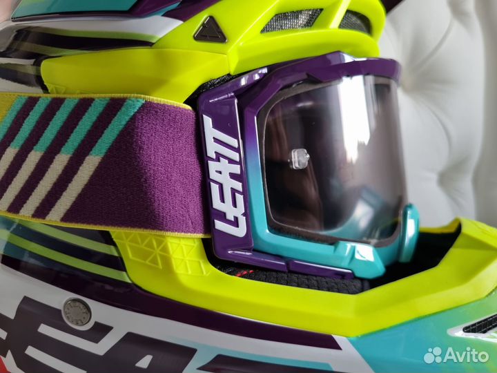 Шлем Leatt Moto 8.5 V23 Neon с кроссовой маской