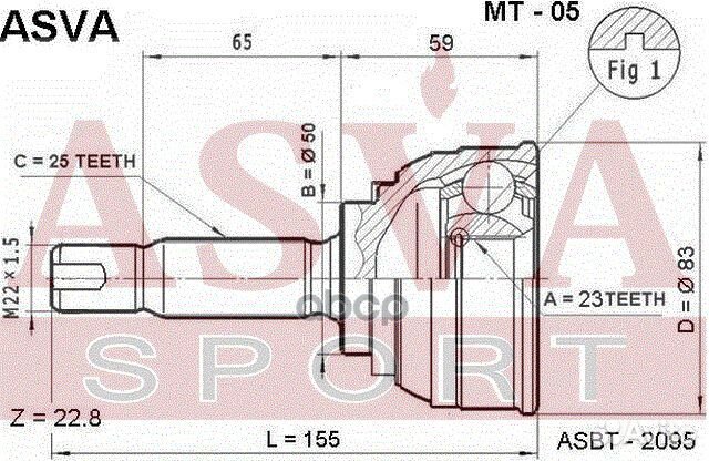 ШРУС внешний перед прав/лев MT05 asva
