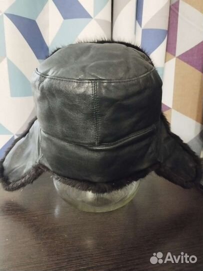 Шапка ушанка детская. Норка,кожа натуральная
