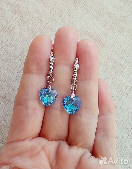 Серьги сердечки Swarovski