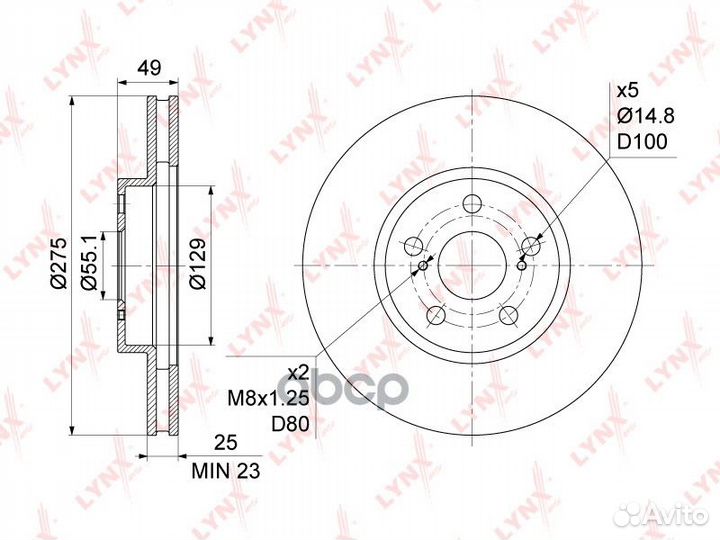 Диск тормозной перед BN1154 lynxauto