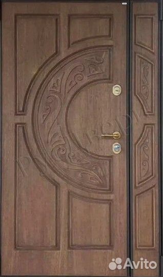 Полуторная входная дверь натуральный шпон