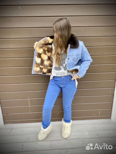 Джинсовка на меху куницы