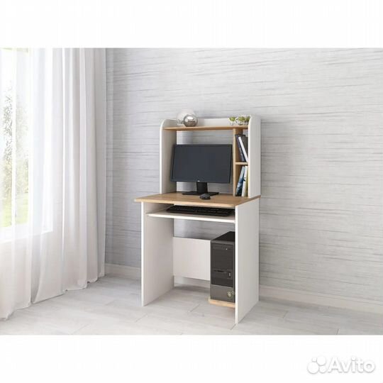 Компьютерный стол Грета-1 Белый/Крафт 70x130х60