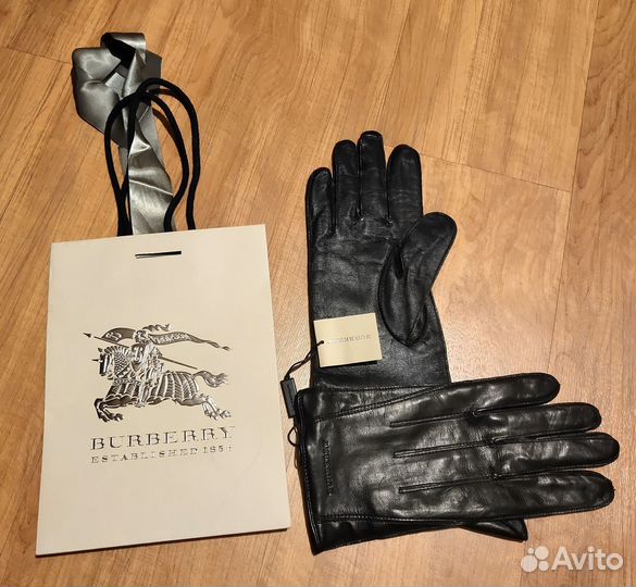 Новые кожаные мужские перчатки Burberry оригинал