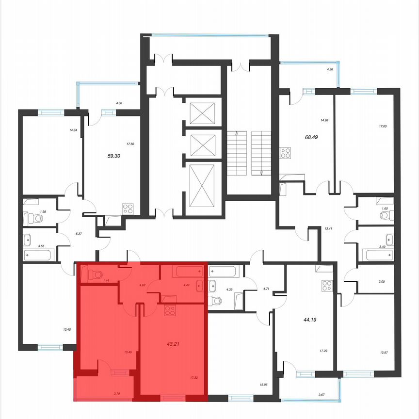 1-к. квартира, 45,1 м², 14/22 эт.