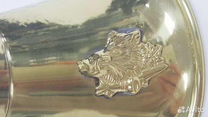 Горн охотничий (кожаная отделка) 40 см (40roundbr)