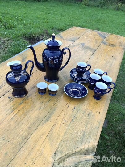 Сервиз чайный кофейный СССР синий кобальт
