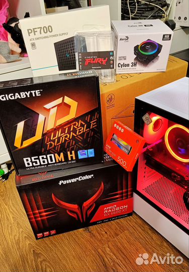 Игровой пк с RGB подсветкой i5/16GB/6600xt