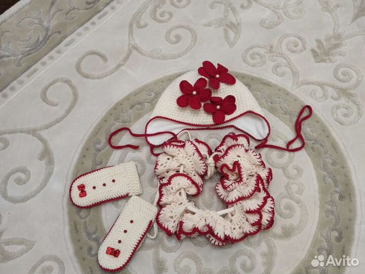 Комплект шапка шарф варежки