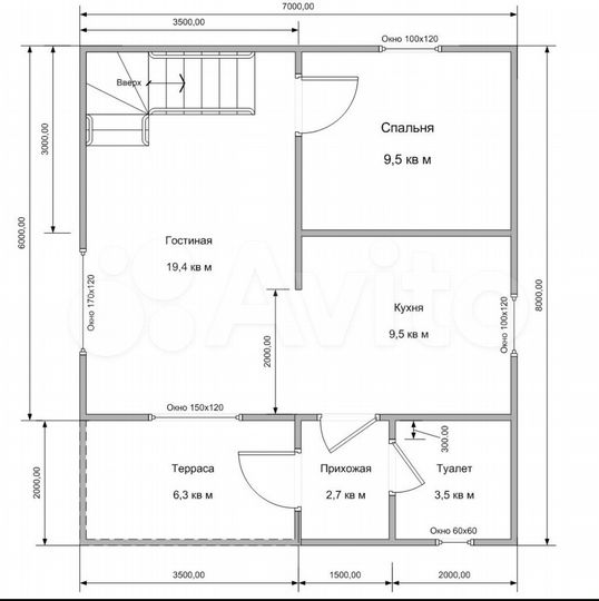 Дом 96,3 м² на участке 8,3 сот.