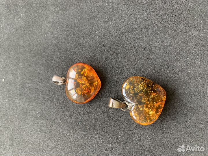 Подвески из янтаря с серобром