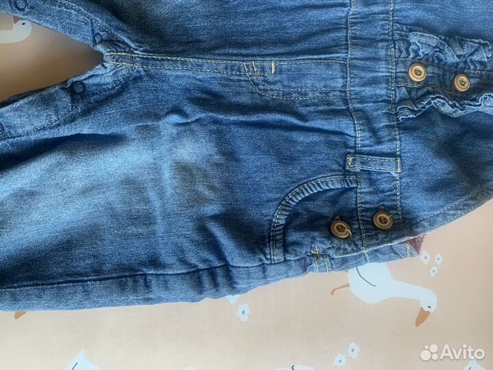 Джинсовый комбинезон для девочки 9-12