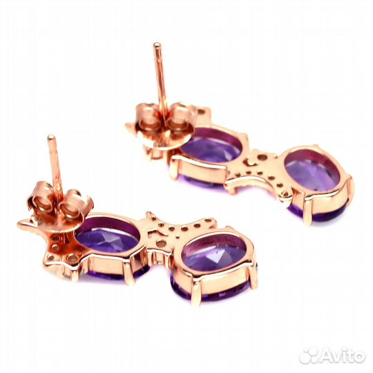 Серьги серебро аметист С330