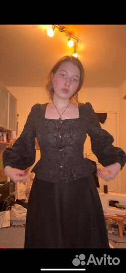 Черная жаккардовая блузка